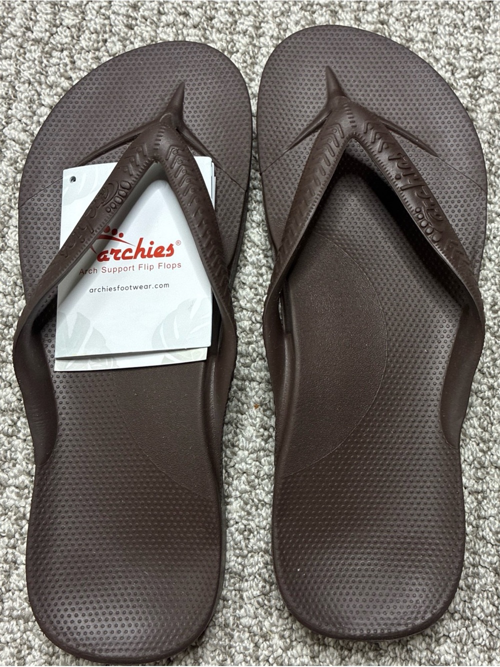 NWT Archie’s Arch Support Flip Flop Brown W 8